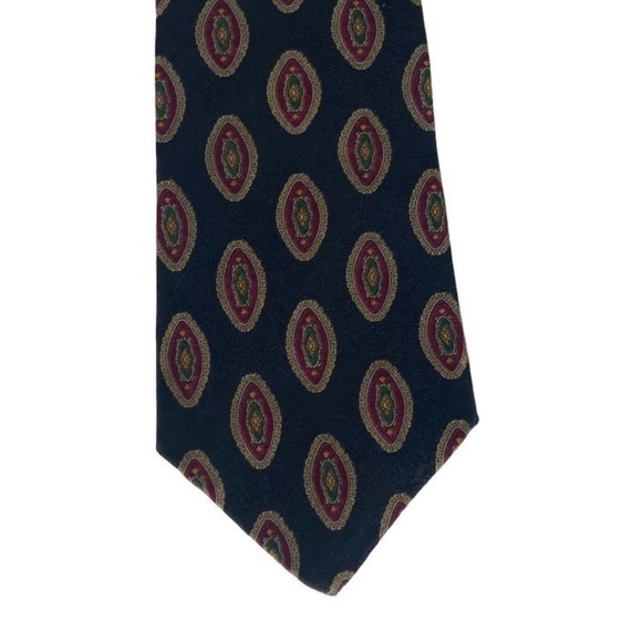 Vintage Other - Savile Row Vintage 1980s Made in USA Navy, Burgundy, Beige Oval Print Tie